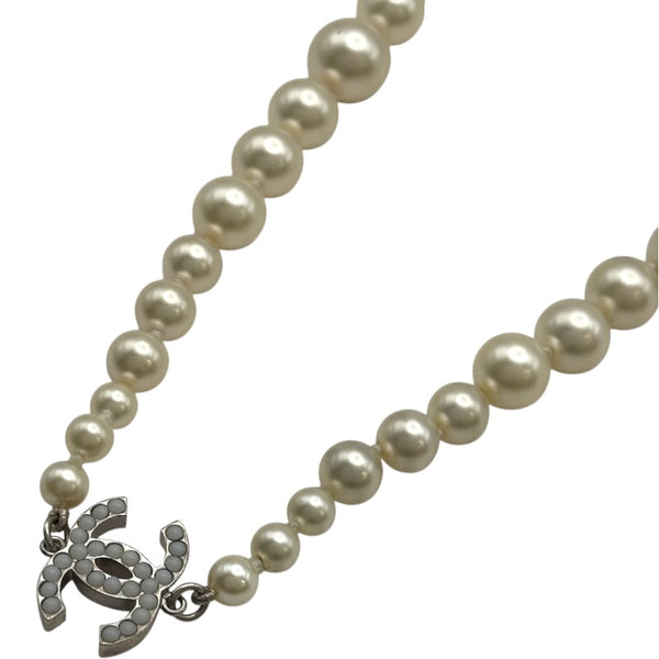 シャネル CHANEL ココマーク ロングパールネックレス 09V ホワイト