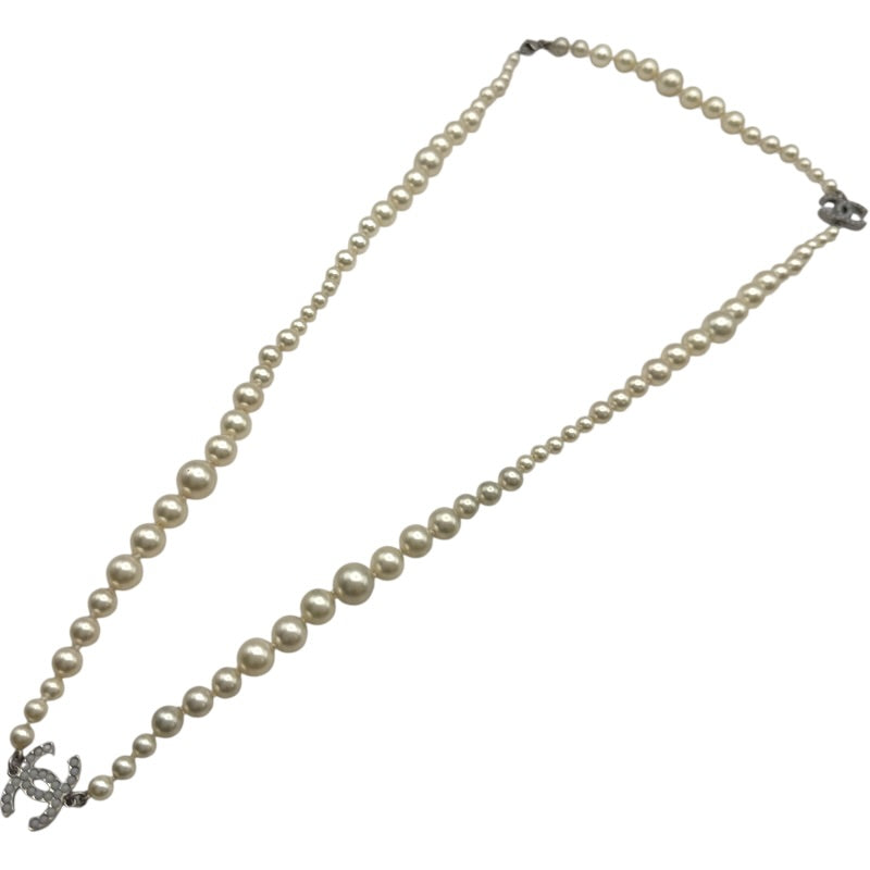 シャネル CHANEL ココマーク ロングパールネックレス 09V ホワイト