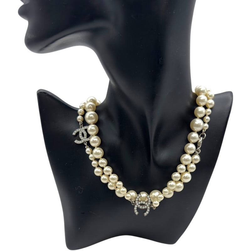 シャネル CHANEL ココマーク ロングパールネックレス 09V ホワイト