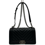 シャネル CHANEL ボーイシャネル25 Vステッチ A67086 26番台 ブラック/シルバー金具 カーフ レディース ショルダーバッグ
