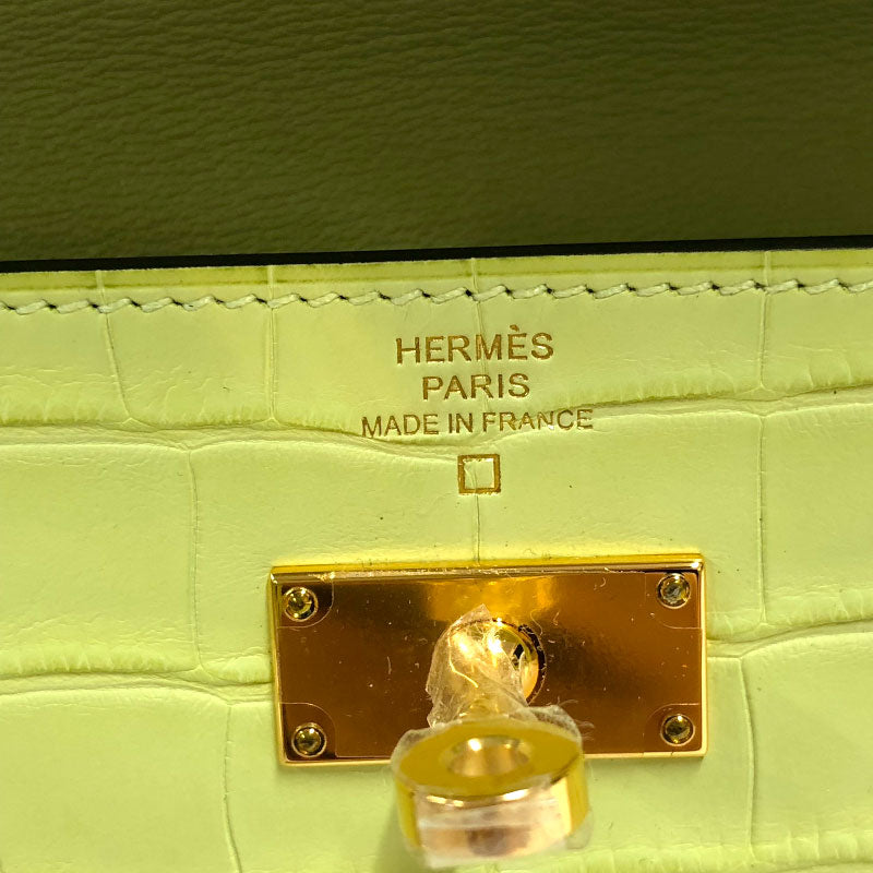 エルメス HERMES ケリートゥーゴー Y刻 ジョーヌブルジョン　ゴールド金具 アリゲーターマット レディース 長財布