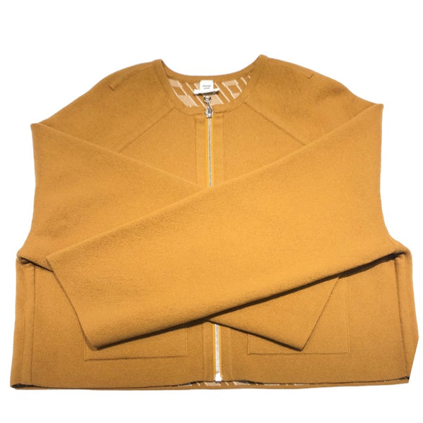 HERMES - 　エルメス HERMES リバーシブルニットジャケット 4E2221D2 キャメル カシミヤ レディース ノーカラージャケット エルメス HERMES リバーシブルニットジャケット 4E2221D2