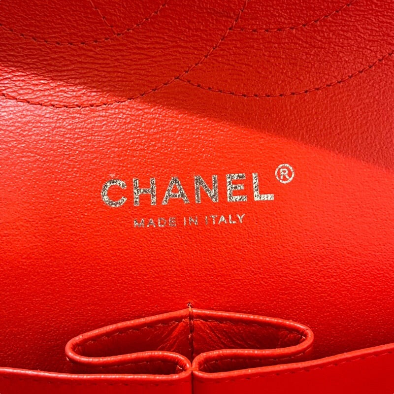 シャネル CHANEL マトラッセ30 レッド・ボーダー　シルバー金具 パテント レディース ショルダーバッグ