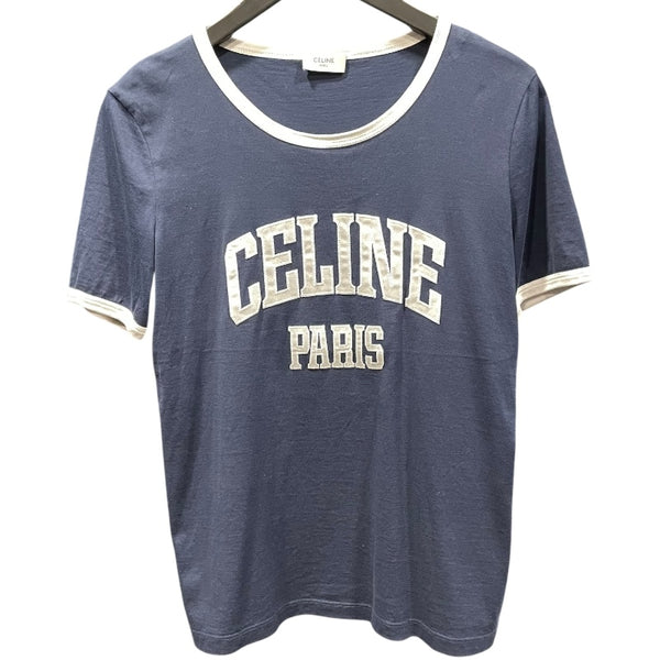 セリーヌ CELINE ロゴ刺繍リンガーTシャツ 2X59J671Q ネイビー セリーヌ CELINE ロゴ刺繍リンガーTシャツ 2X59J671Q ネイビー