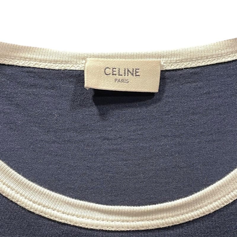 セリーヌ CELINE ロゴ刺繍リンガーTシャツ 2X59J671Q ネイビー セリーヌ CELINE ロゴ刺繍リンガーTシャツ 2X59J671Q ネイビー