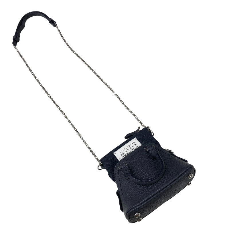 メゾン マルジェラ Maison Margiela 5ACベビー ミニバッグ SB3WG0025 ネイビー シルバー金具 レザー レディース ショルダーバッグ