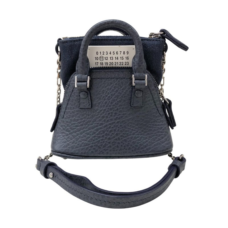 メゾン マルジェラ Maison Margiela 5ACベビー ミニバッグ SB3WG0025 ネイビー シルバー金具 レザー レディース ショルダーバッグ