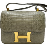 エルメス HERMES コンスタンス3 24 C刻印 グリペール/ゴールド金具 アリゲーターマット レディース ショルダーバッグ