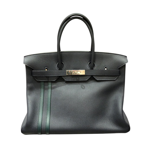 エルメス HERMES バーキン35 オフィサー C刻印 ブルーニュイ・ヴェールシプレ SV金具 トゴ メンズ ハンドバッグ