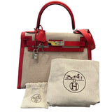 エルメス HERMES ケリー28 内縫い Y刻　 ベージュ・ヴァーミリオン/SV金具 トワル・スイフト レディース ショルダーバッグ