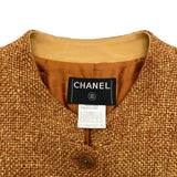 シャネル CHANEL ウッドボタンツイードジャケット P18027 オレンジ ツイード レディース テーラードジャケット