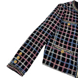 シャネル CHANEL ココマークボタンノーカラーツイードジャケット P72500 ブラック ツイード レディース ノーカラージャケット