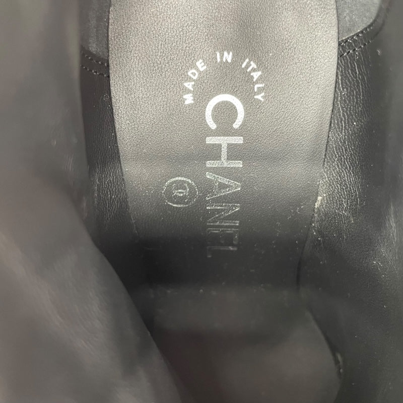 シャネル CHANEL ココマークロゴショートブーツ G33239 ブラック レザー レディース ブーツ