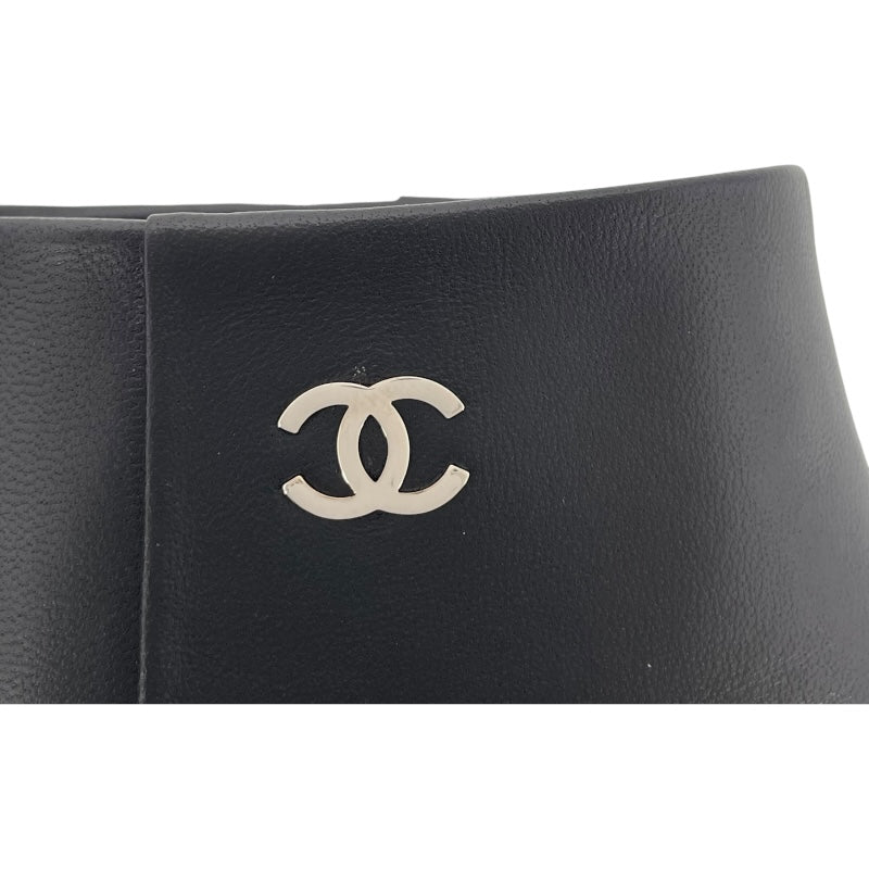 シャネル CHANEL ココマークロゴショートブーツ G33239 ブラック レザー レディース ブーツ
