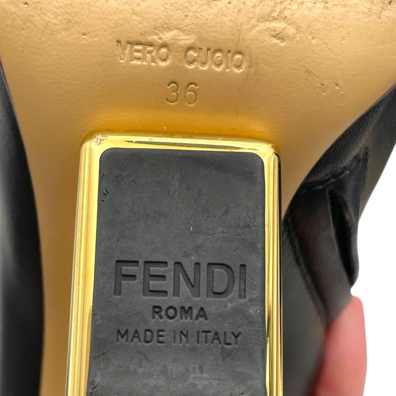 フェンディ FENDI Fロゴ ヒールショートブーツ ブラック レザー レディース ブーツ