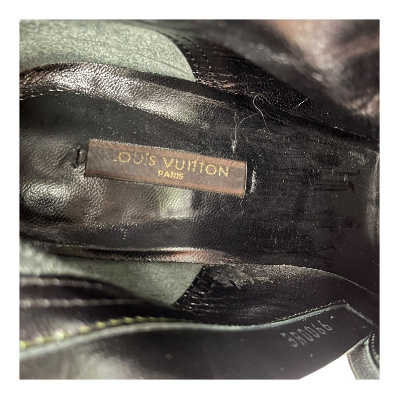 ルイ・ヴィトン LOUIS VUITTON リボン装飾ショートブーツ BR0066 ブラック レザー レディース ブーツ