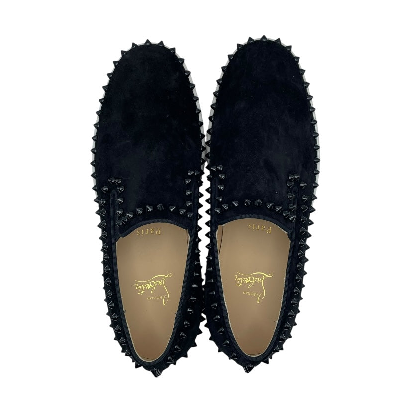 クリスチャン・ルブタン Christian louboutin PIK BOATスタッズスリッポン ブラック スウェード メンズ スリッポン