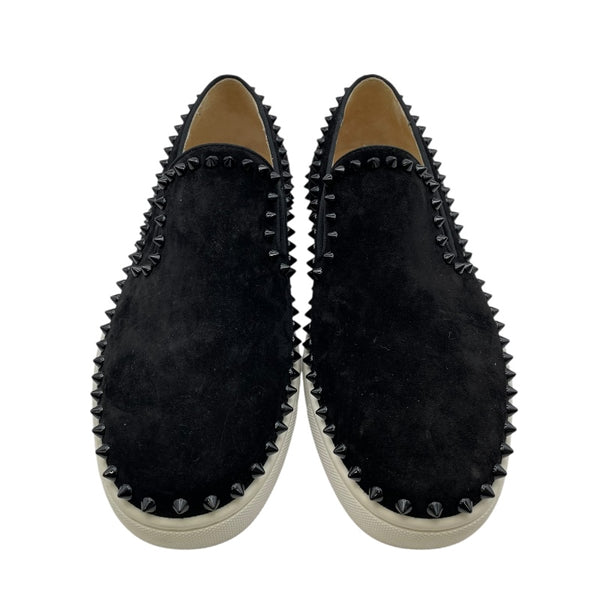クリスチャン・ルブタン Christian louboutin PIK BOATスタッズスリッポン ブラック スウェード メンズ スリッポン