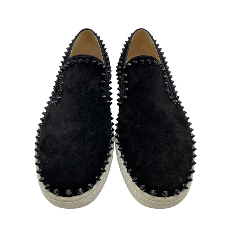クリスチャン・ルブタン Christian louboutin PIK BOATスタッズスリッポン ブラック スウェード メンズ スリッポン