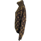 ルイ・ヴィトン LOUIS VUITTON モノグラム総柄タートルネックニットセーター FMKL03 ブラウン ウール レディース ニット
