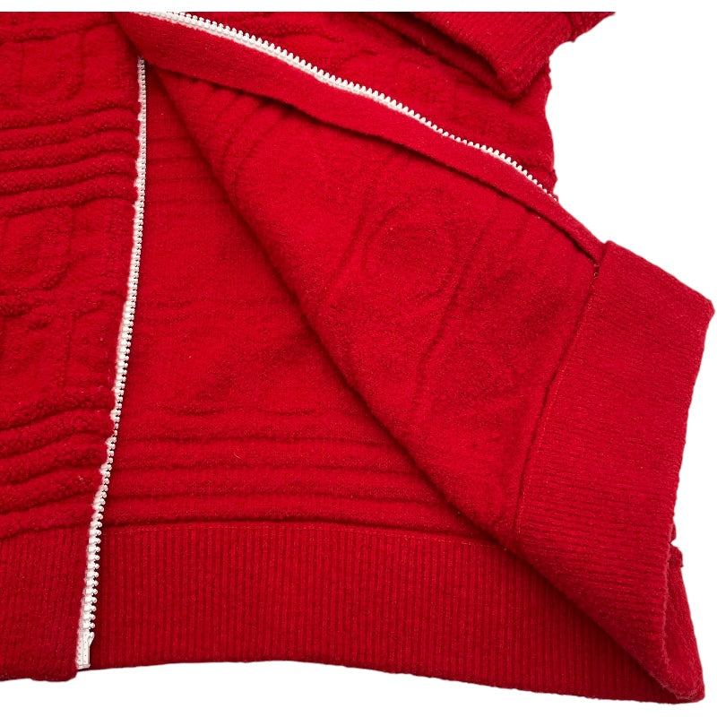 ルイ・ヴィトン LOUIS VUITTON ロゴエンボスジップアップニットパーカー FJKC15 レッド ウール レディース その他アウター