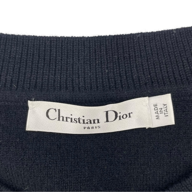 クリスチャン・ディオール Christian Dior バックロゴ長袖ニットセーター 014S55AM042 ネイビー カシミア レディース セーター