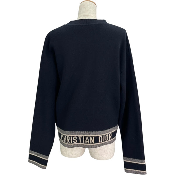クリスチャン・ディオール Christian Dior バックロゴ長袖ニットセーター 014S55AM042 ネイビー カシミア レディース セーター