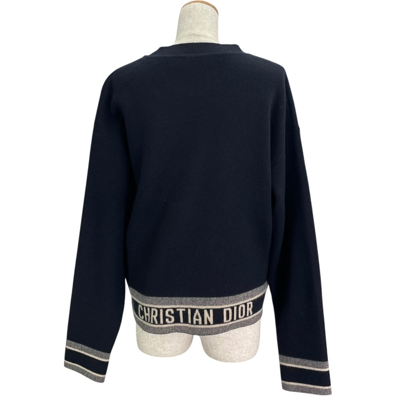 クリスチャン・ディオール Christian Dior バックロゴ長袖ニットセーター 014S55AM042 ネイビー カシミア レディース セーター