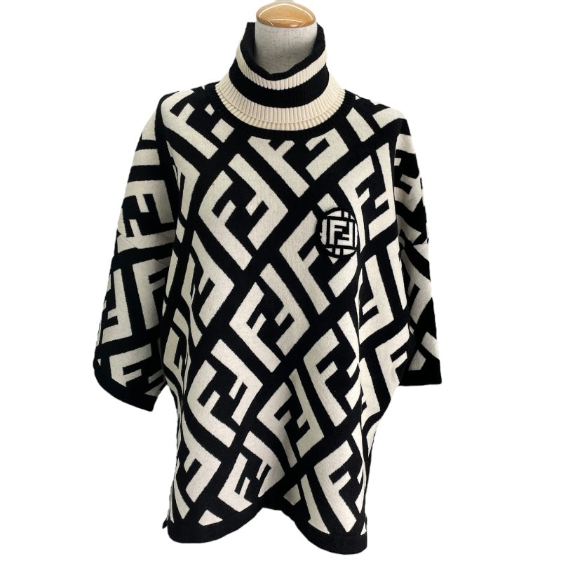フェンディ FENDI FF総柄タートルネックニットポンチョ FZY639A3PU アイボリー/ブラック ウール レディース ポンチョ
