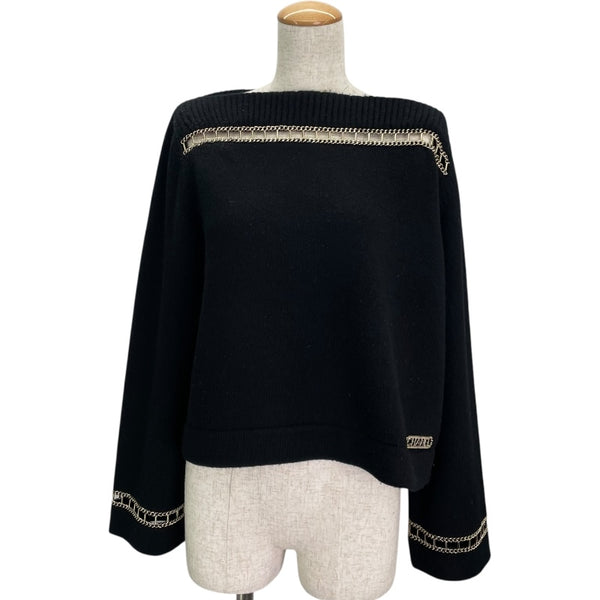 シャネル CHANEL チェーン装飾ニットセーター P62947 ブラック カシミア レディース セーター