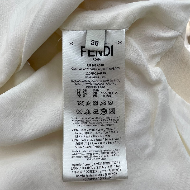 フェンディ FENDI ベルト付シャツジャケット FJ7262 アイボリー 羊毛 レディース その他アウター