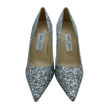 ジミーチュウ JIMMY CHOO グリッターヒールパンプス シルバー レザー レディース パンプス