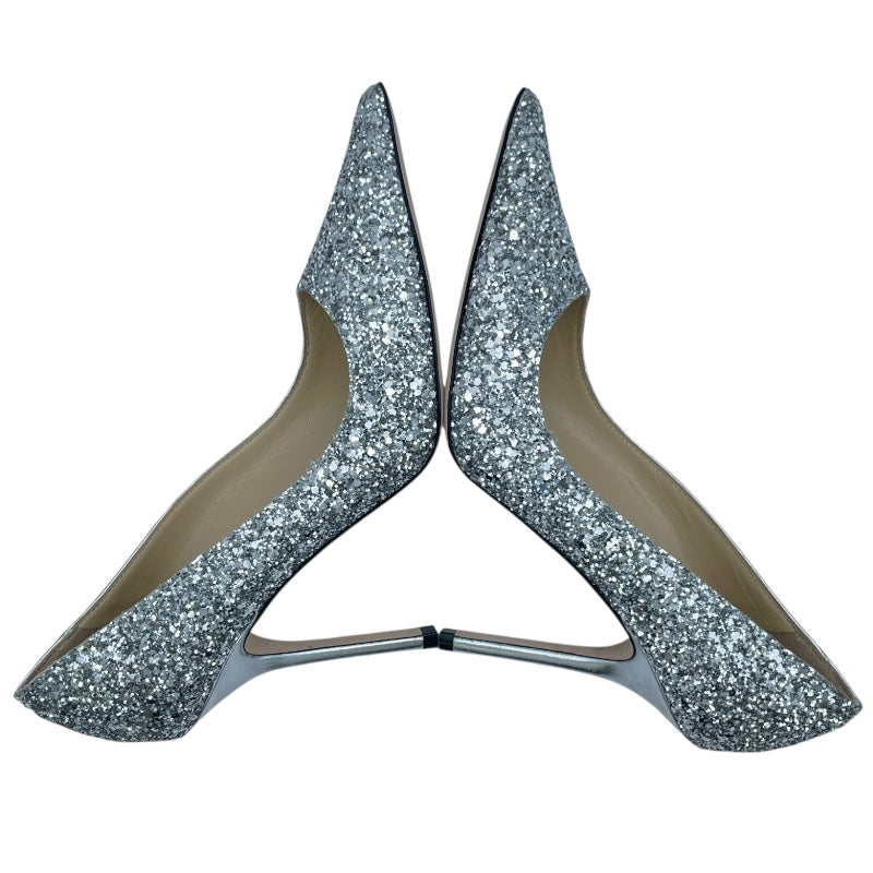 ジミーチュウ JIMMY CHOO グリッターヒールパンプス シルバー レザー レディース パンプス