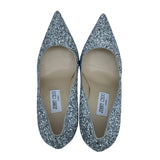 ジミーチュウ JIMMY CHOO グリッターヒールパンプス シルバー レザー レディース パンプス