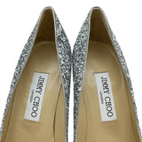 ジミーチュウ JIMMY CHOO グリッターヒールパンプス シルバー レザー レディース パンプス