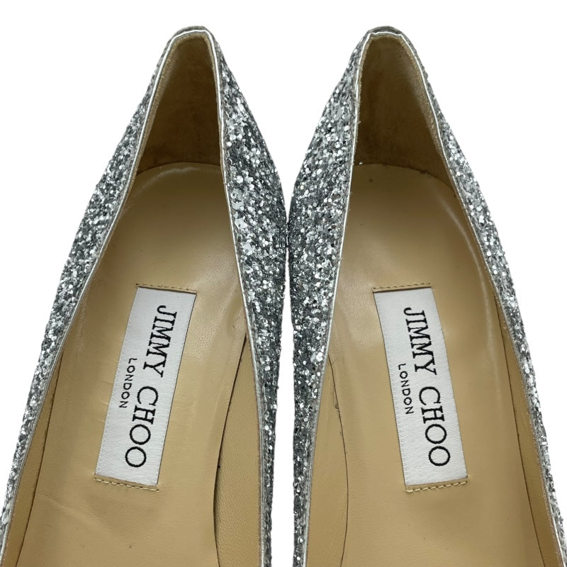 ジミーチュウ JIMMY CHOO グリッターヒールパンプス シルバー レザー レディース パンプス