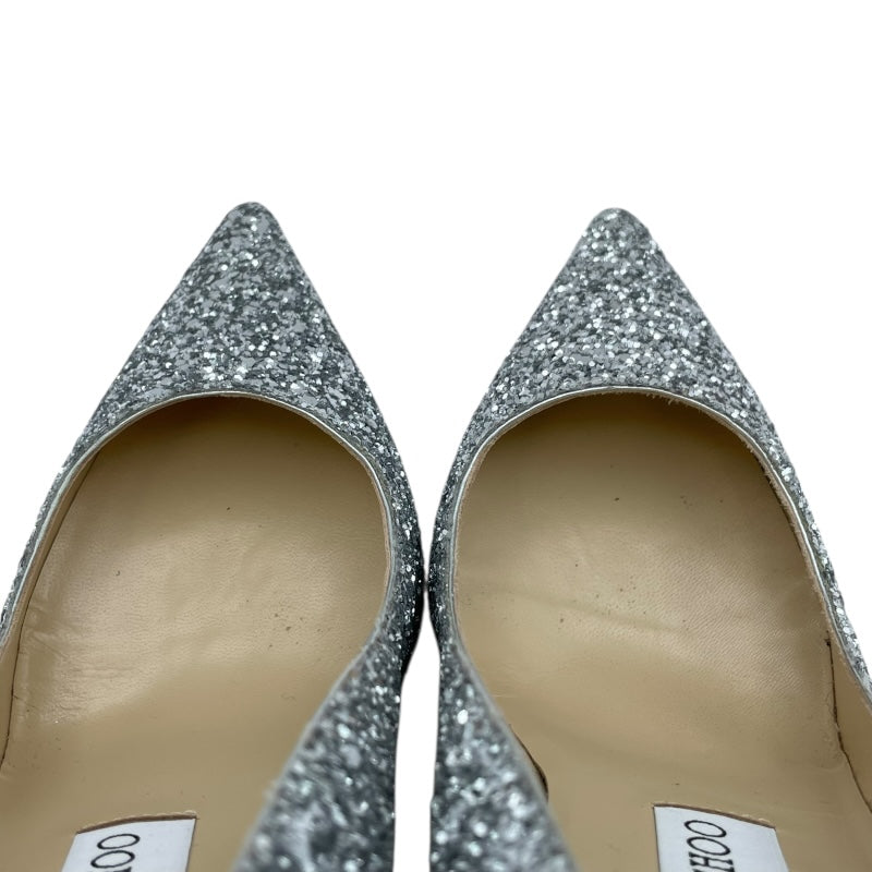 ジミーチュウ JIMMY CHOO グリッターヒールパンプス シルバー レザー レディース パンプス