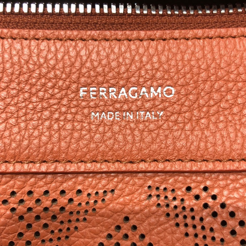 サルヴァトーレ・フェラガモ Salvatore Ferragamo ガンチーニ柄ショルダーバッグ オレンジ レザー メンズ ショルダーバッグ