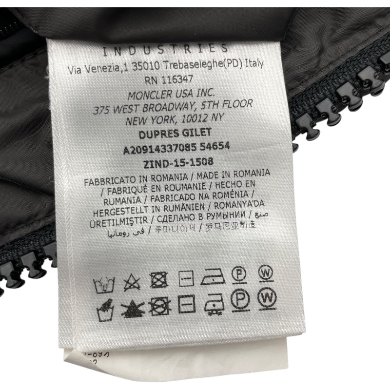 モンクレール MONCLER DUPRES　ダウンベスト A20914337085　54654 ブラック ナイロン メンズ ダウンベスト
