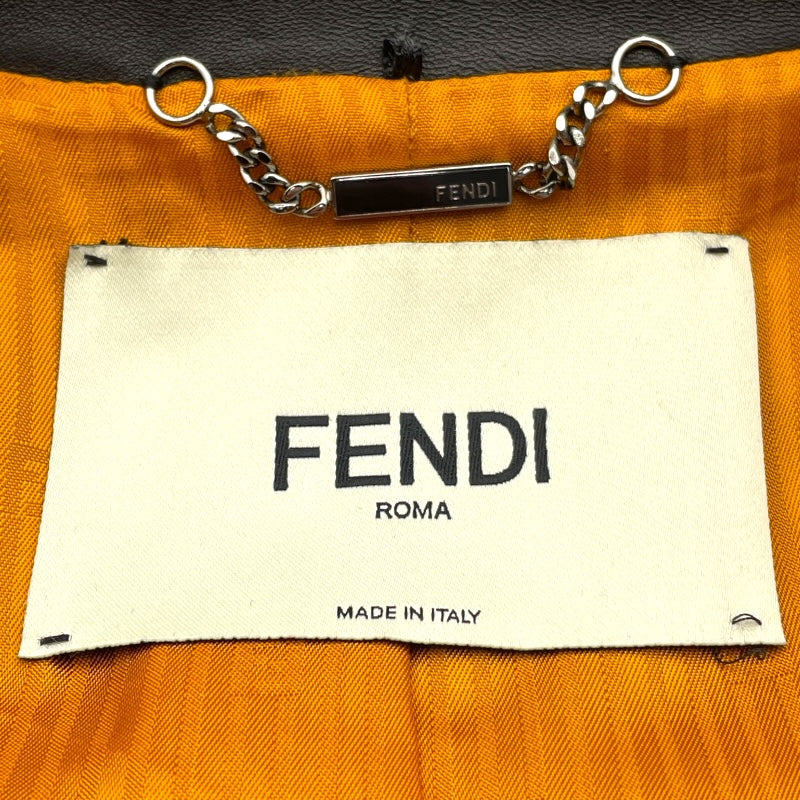 フェンディ FENDI レザーライダースジャケット FPJ621 ブラック レザー レディース その他アウター