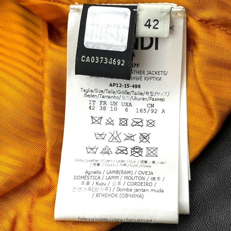 フェンディ FENDI レザーライダースジャケット FPJ621 ブラック レザー レディース その他アウター