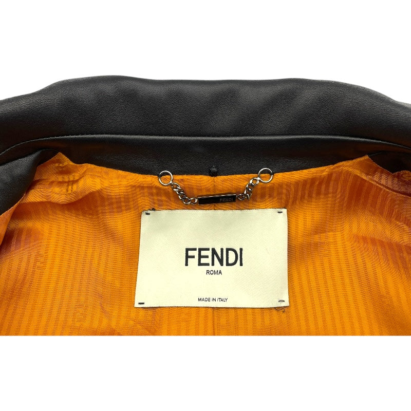 フェンディ FENDI レザーライダースジャケット FPJ621 ブラック レザー レディース その他アウター
