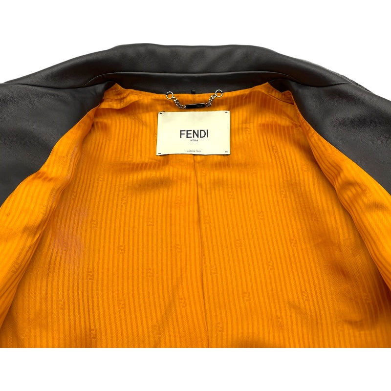 フェンディ FENDI レザーライダースジャケット FPJ621 ブラック レザー レディース その他アウター