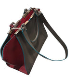 フェンディ FENDI トロワジュール 8BH279-5R4 グレー レッド カーフレザー レディース ショルダーバッグ