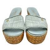 シャネル CHANEL ココマークデニムヒールサンダル G26345 ブルー レディース サンダル