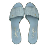 シャネル CHANEL ココマークデニムヒールサンダル G26345 ブルー レディース サンダル