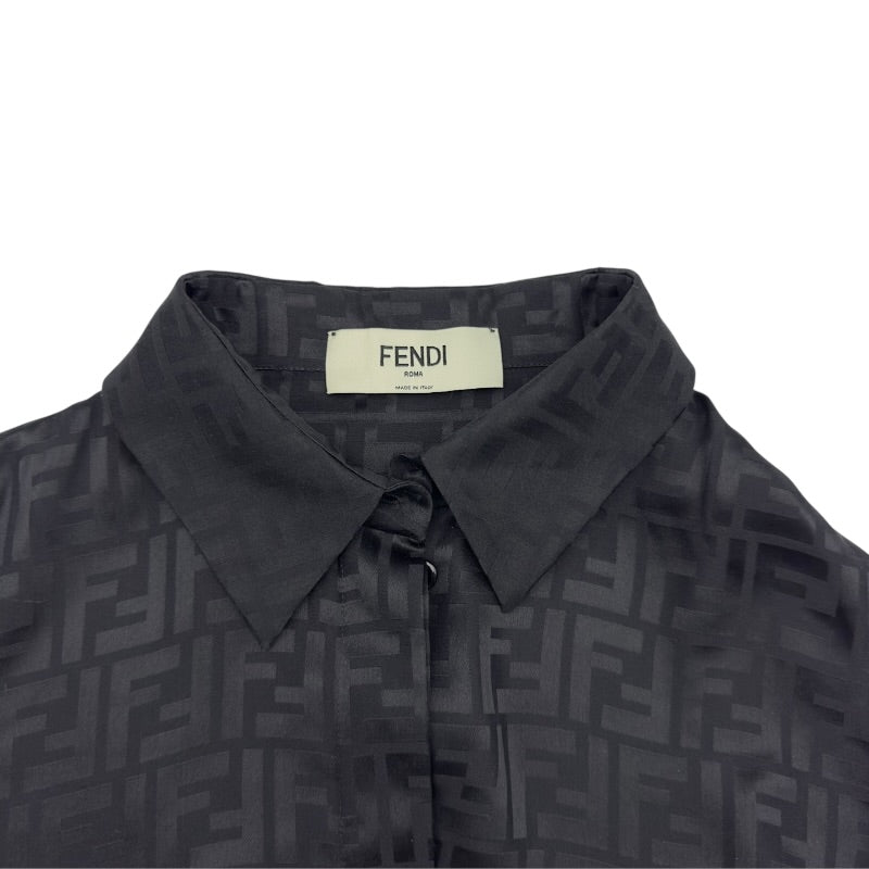 フェンディ FENDI FF総柄 シルク クロップドシャツ FS7994 ブラック
