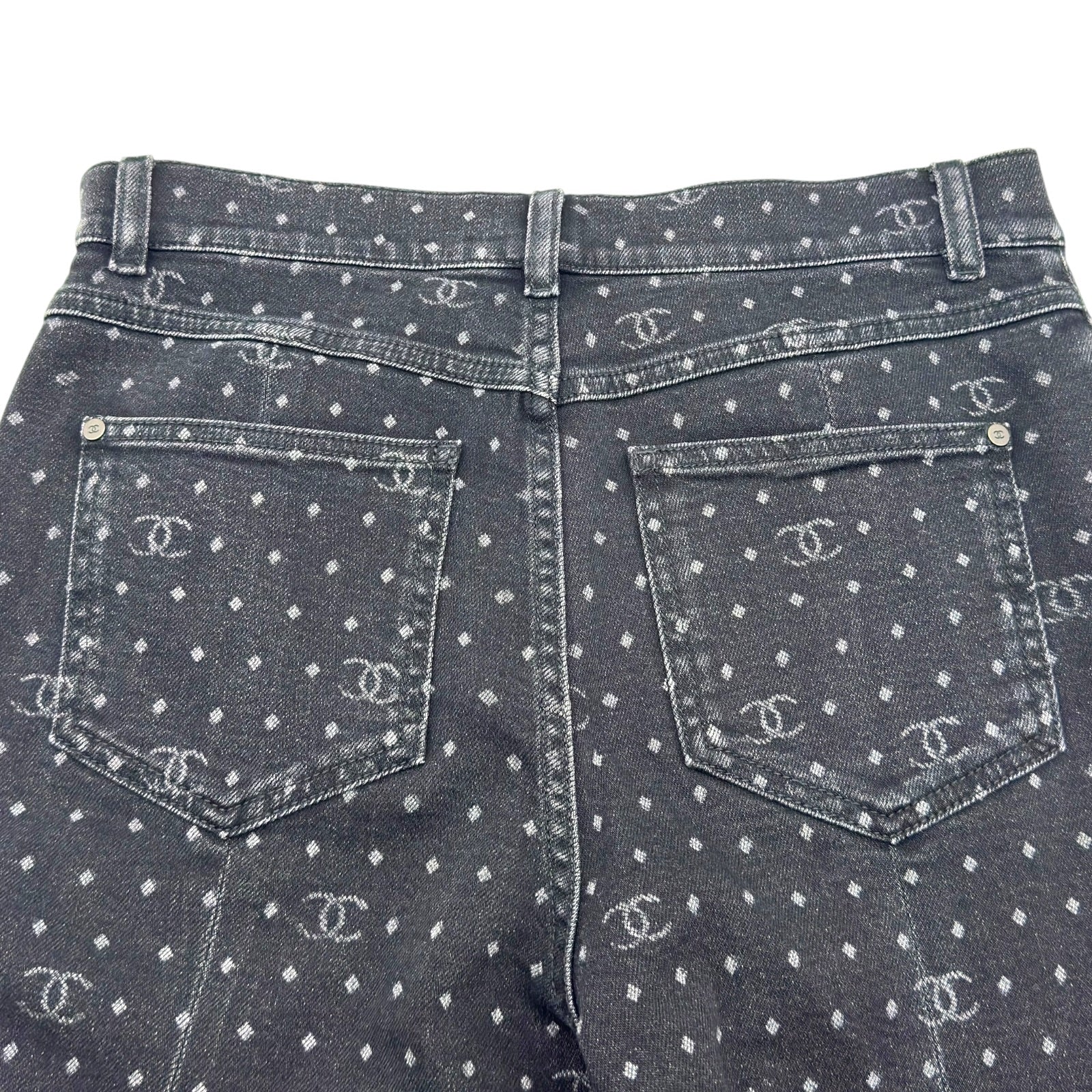 シャネル CHANEL ココマークドットデニムパンツ P74514 ブラック