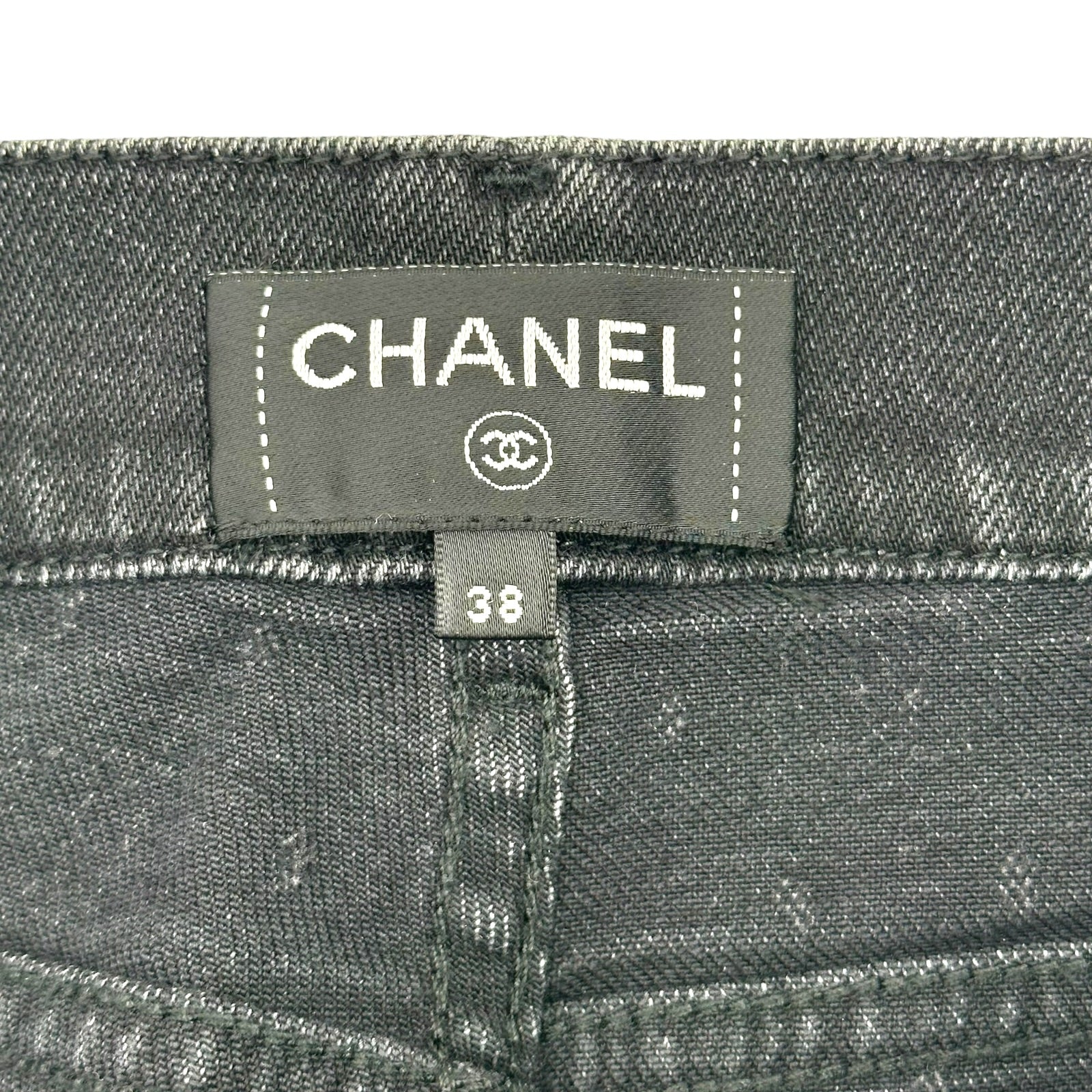 シャネル CHANEL ココマークドットデニムパンツ P74514 ブラック