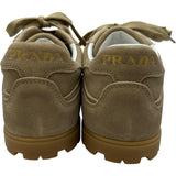プラダ PRADA トライアングルロゴローカットスニーカー 1E709N ベージュ レザー レディース スニーカー